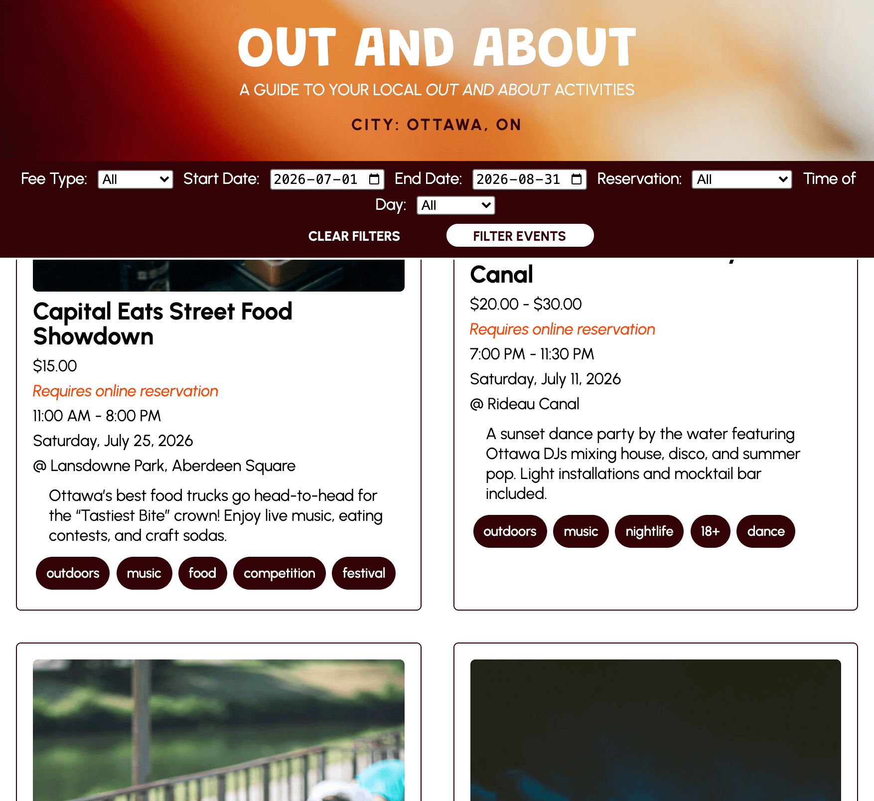 screenshot of the webpage