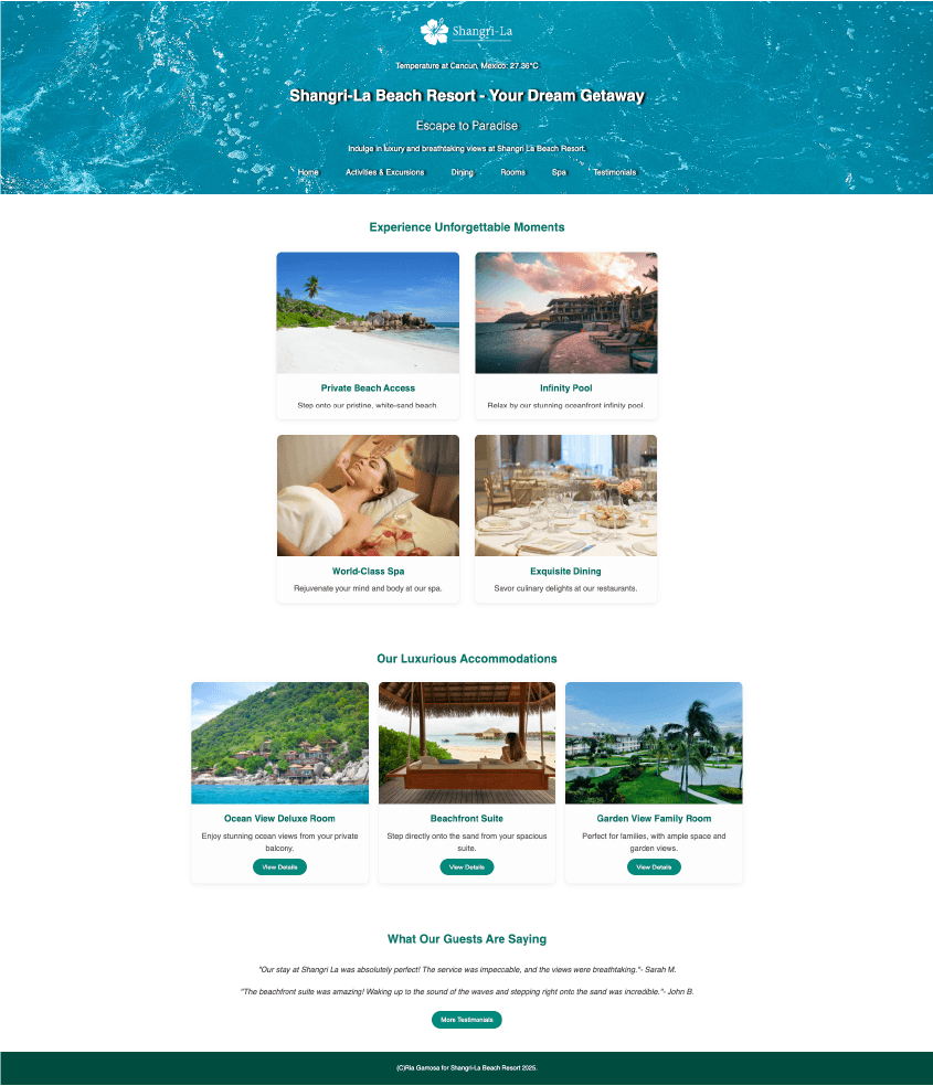screenshot of the webpage