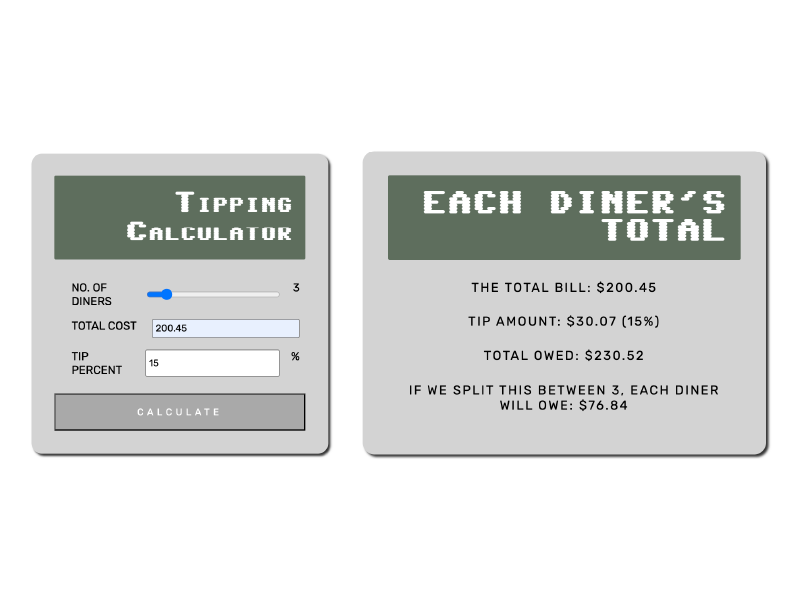 screenshot of the tipping calculator