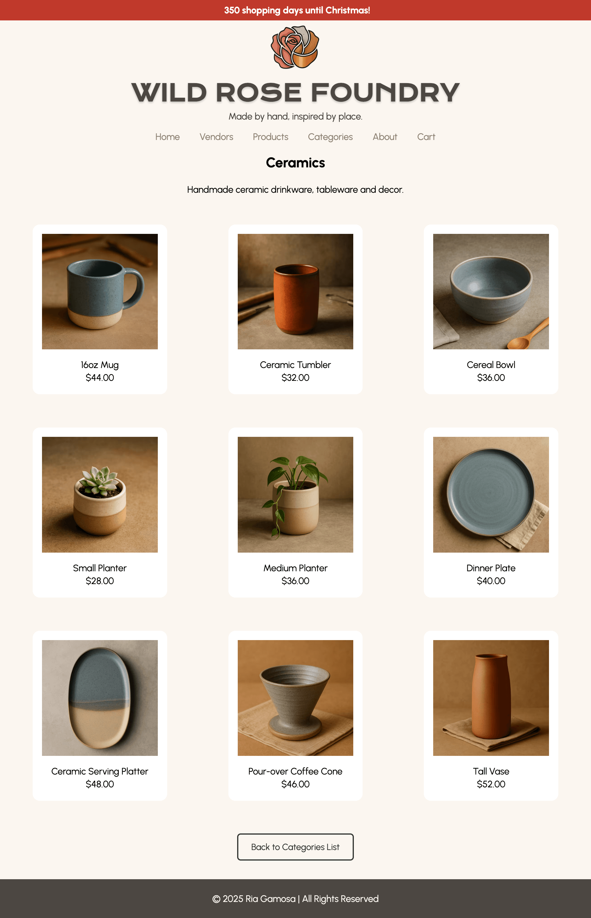 screenshot of the wild rose foundry individual category